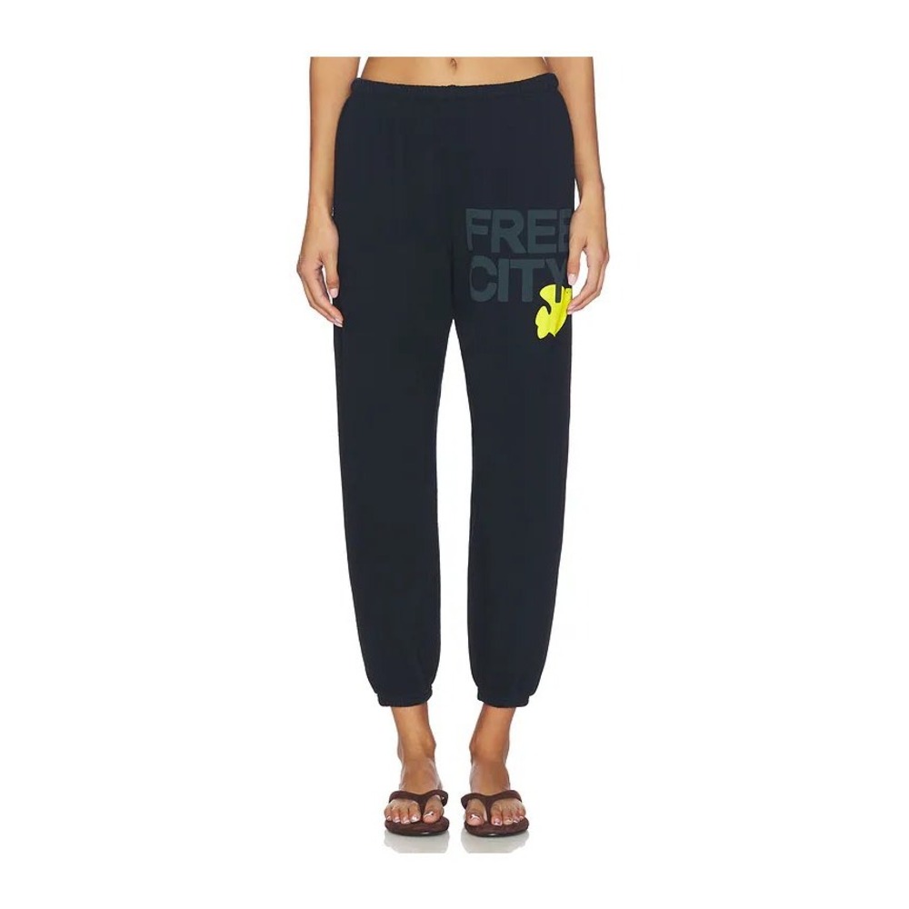 FREECITY Large Logo Sweatpants Squid Ink Black Yellow Dove Size M